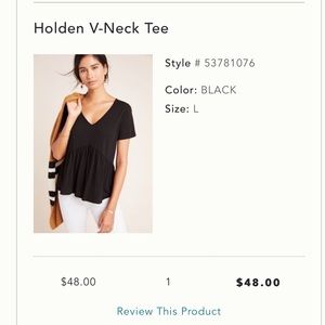 Anthropologie Black Holden T.La V Neck